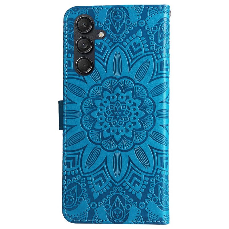 Nahkakotelo Samsung Galaxy M55 5g Mandala Kaulanauhalla