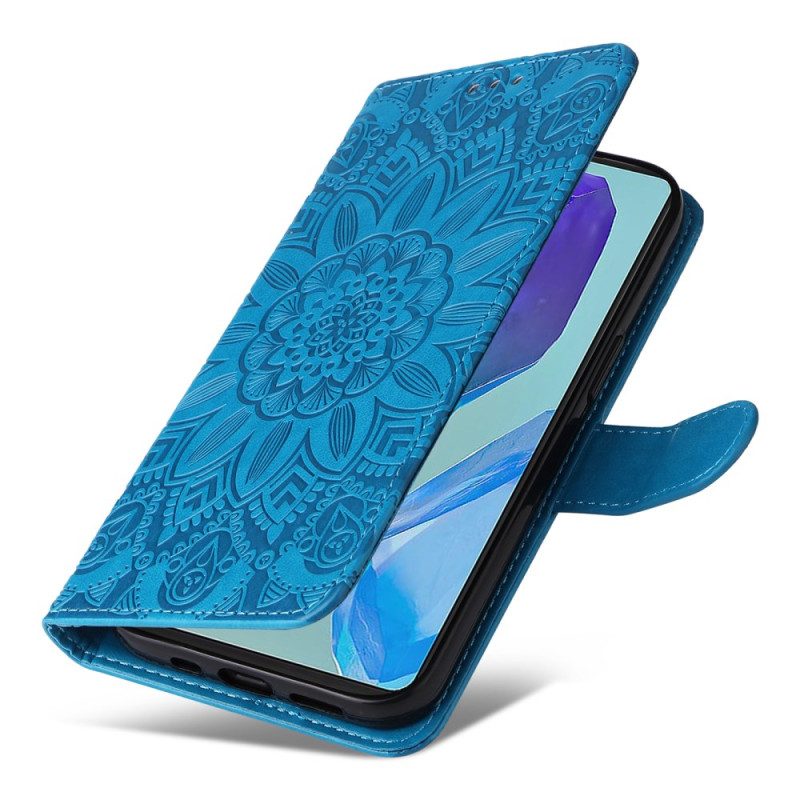 Nahkakotelo Samsung Galaxy M55 5g Mandala Kaulanauhalla