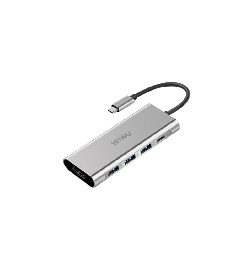 Usb-C-Hdmi/Usb-Keskittimen Sovitin Tietokoneeseen - Hopea