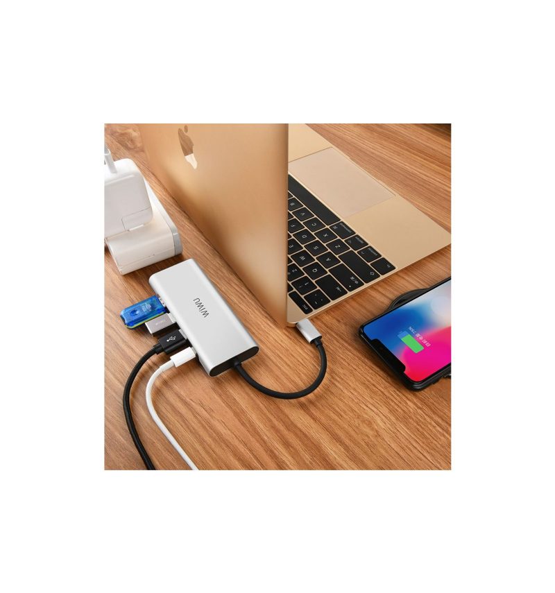 Usb-C-Hdmi/Usb-Keskittimen Sovitin Tietokoneeseen - Hopea