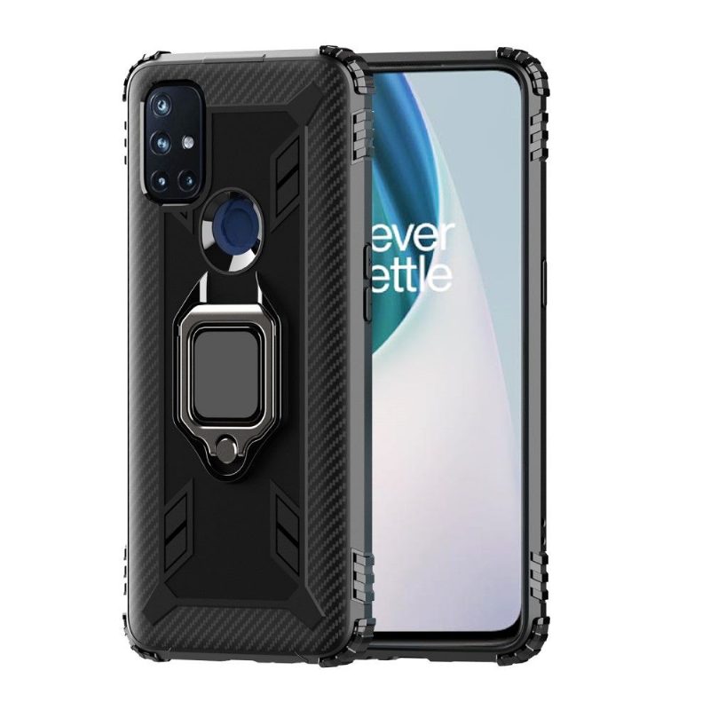 Kuori OnePlus Nord N10 Suojakuori Carbon Look Tukirenkaalla