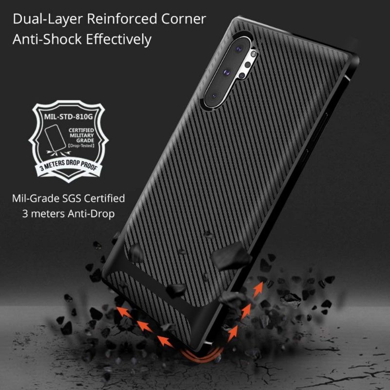 Kuori Samsung Galaxy Note 10+ / Note 10+ 5G Carbon Case - Musta