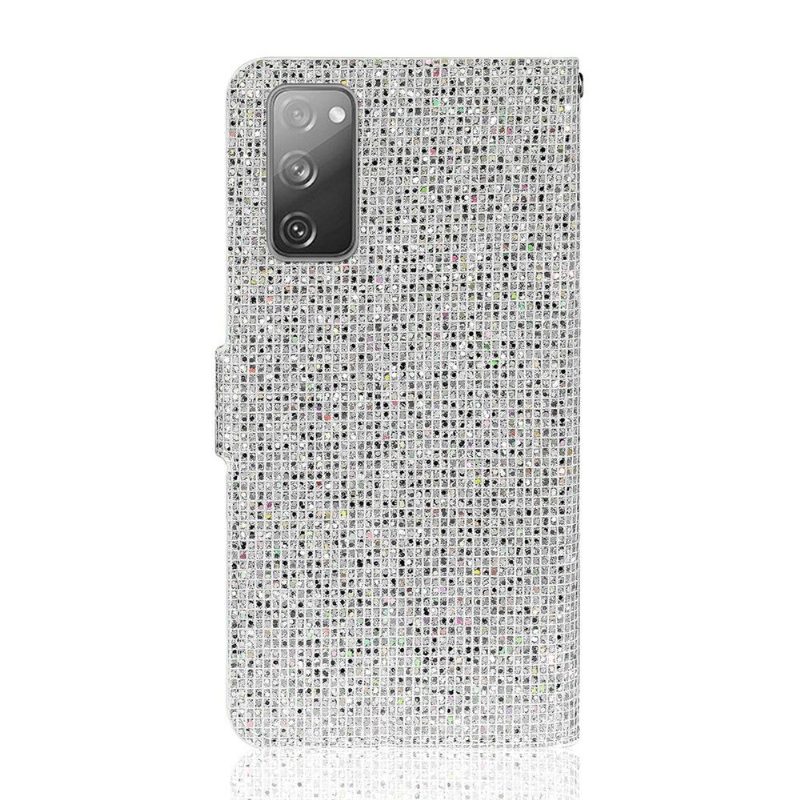 Nahkakotelo Samsung Galaxy S20 FE Glitter-korttikotelo