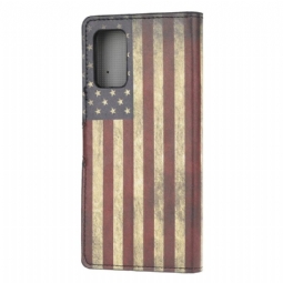 Nahkakotelo Samsung Galaxy S20 FE Vintage Amerikan Lippu