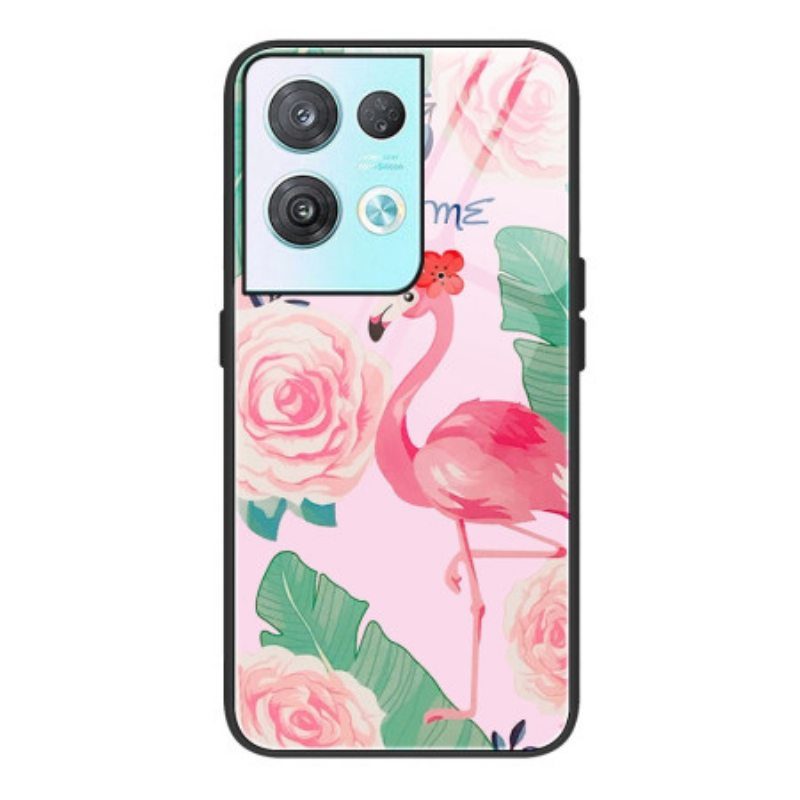 Case Oppo Reno 8 Pro Flamingo Karkaistu Lasi