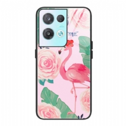 Case Oppo Reno 8 Pro Flamingo Karkaistu Lasi