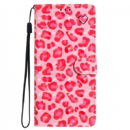 Kotelot Oppo A98 5g 3d Pink Leopard Hihnalla