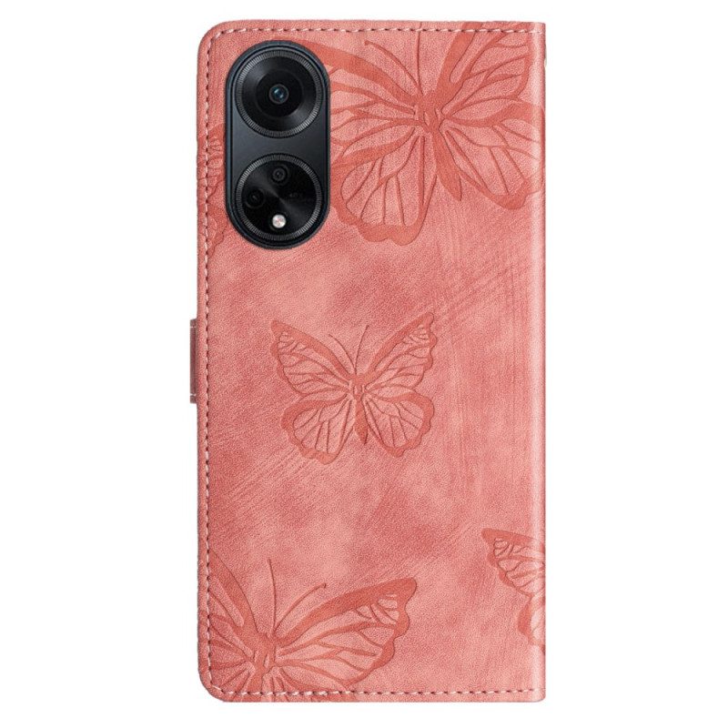 Kotelot Oppo A98 5g Butterflies Suede Effect