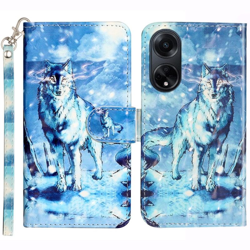 Kotelot Oppo A98 5g Puhelinkuoret 3d Snow Wolf Hihnalla