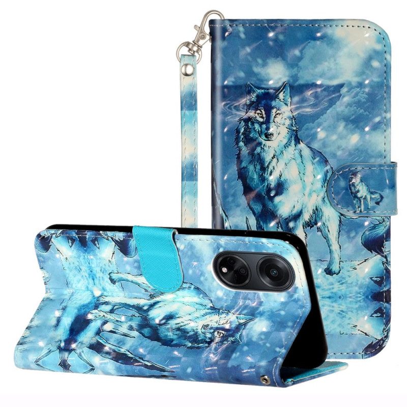 Kotelot Oppo A98 5g Puhelinkuoret 3d Snow Wolf Hihnalla