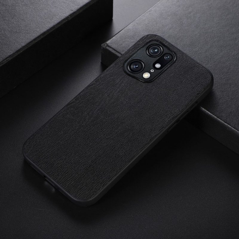 Case Oppo Find X5 Pro Murtumaton Puhelinkuoret Faux Leather Bark Effect