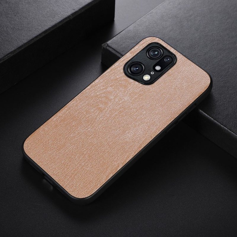 Case Oppo Find X5 Pro Murtumaton Puhelinkuoret Faux Leather Bark Effect