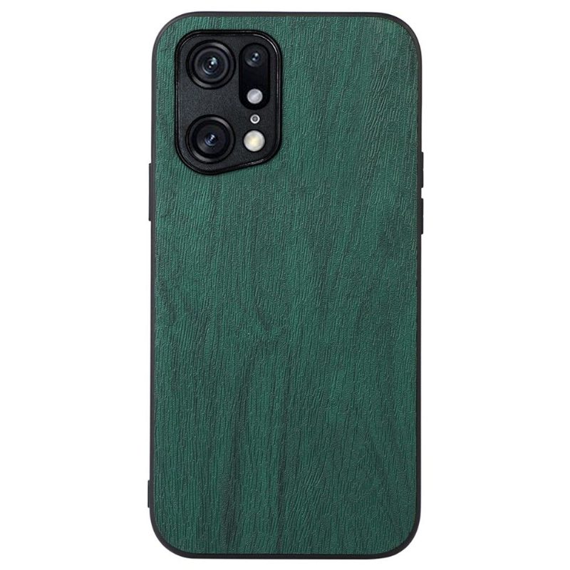 Case Oppo Find X5 Pro Murtumaton Puhelinkuoret Faux Leather Bark Effect