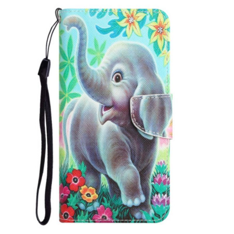 Nahkakotelo iPhone 15 Suojaketju Kuori Lanyard Elephant Walk