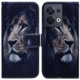 Flip Case Oppo Reno 8 Suojaketju Kuori Lanyard Lion