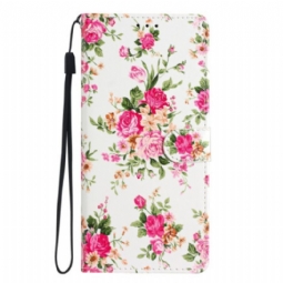 Nahkakotelo Oppo Reno 8 Suojaketju Kuori Hihna Liberty Flowers