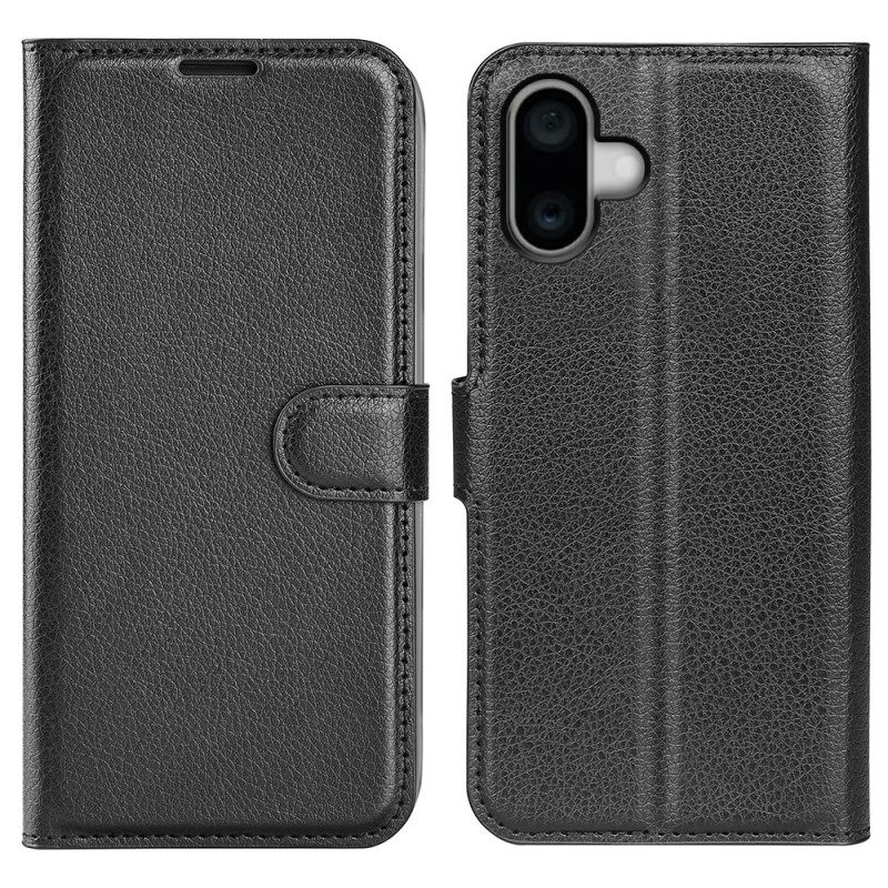 Kotelot iPhone 16 Litchi Faux Leather Suojakuori