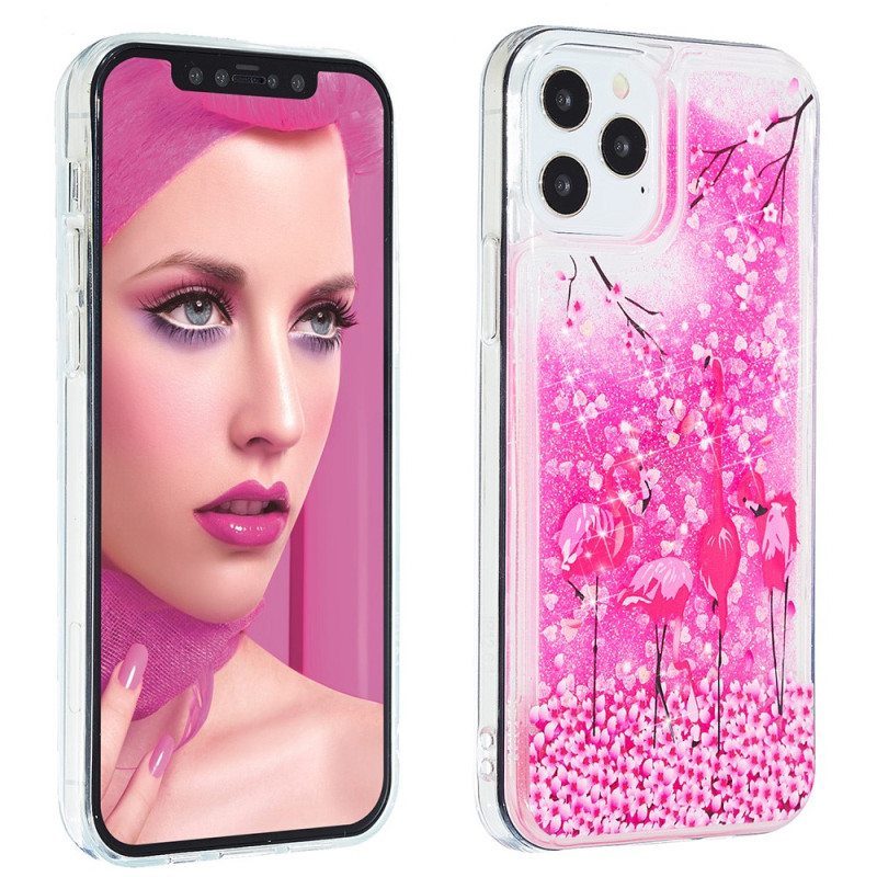 Case iPhone 15 Pro Max Flamingo Glitter