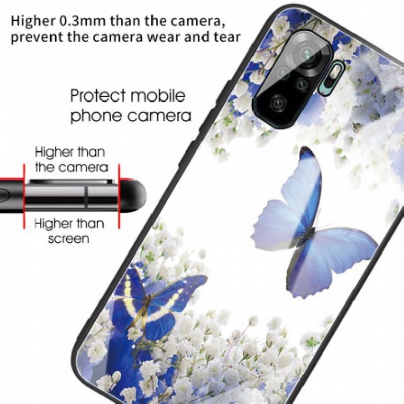 Case Poco M5s Butterflies Design Karkaistu Lasi