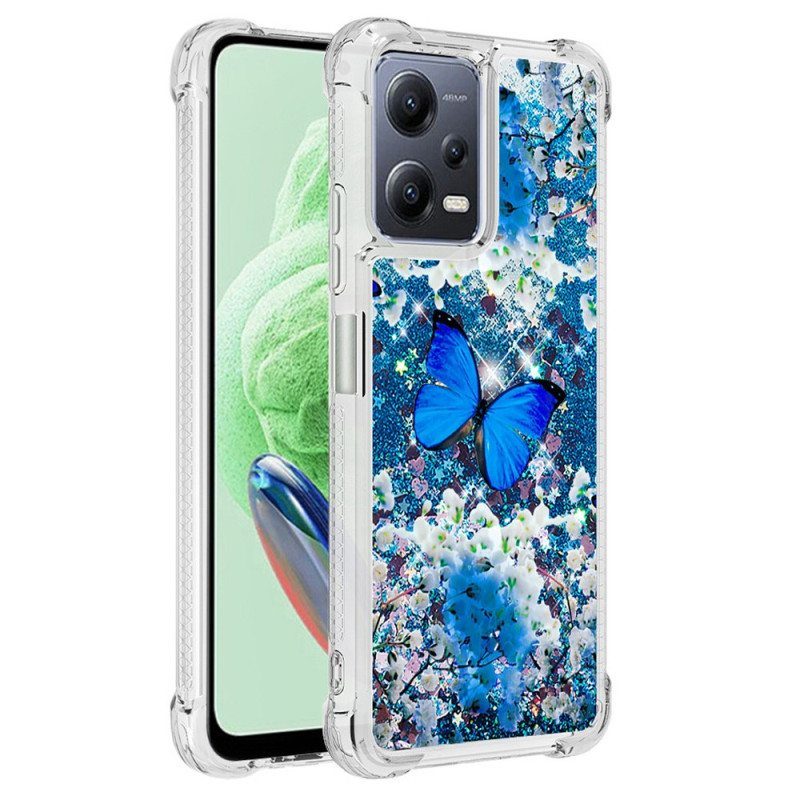 Case Poco X5 5G Paljetteja Perhosia