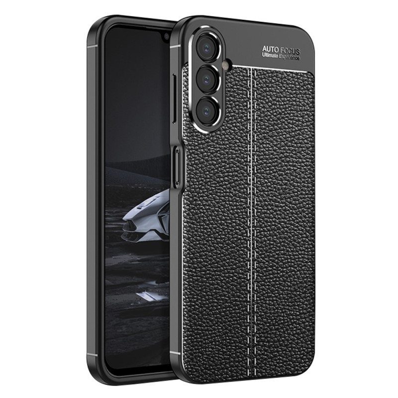 Case Samsung Galaxy A14 / A14 5G Kaksilinjainen Litsi-nahkaefekti