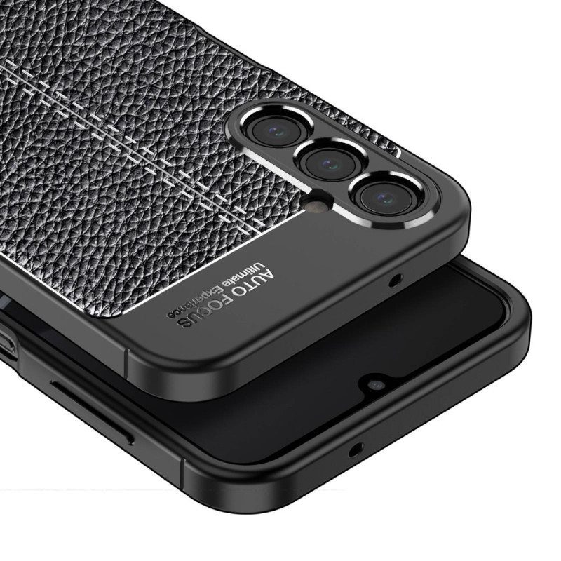 Case Samsung Galaxy A14 / A14 5G Kaksilinjainen Litsi-nahkaefekti