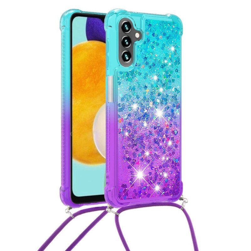 Case Samsung Galaxy A54 5G Kiristysnyörillä Glitter Silikoni Johto