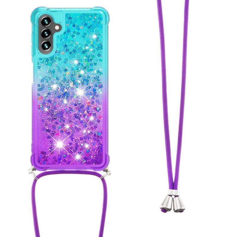 Case Samsung Galaxy A54 5G Kiristysnyörillä Glitter Silikoni Johto