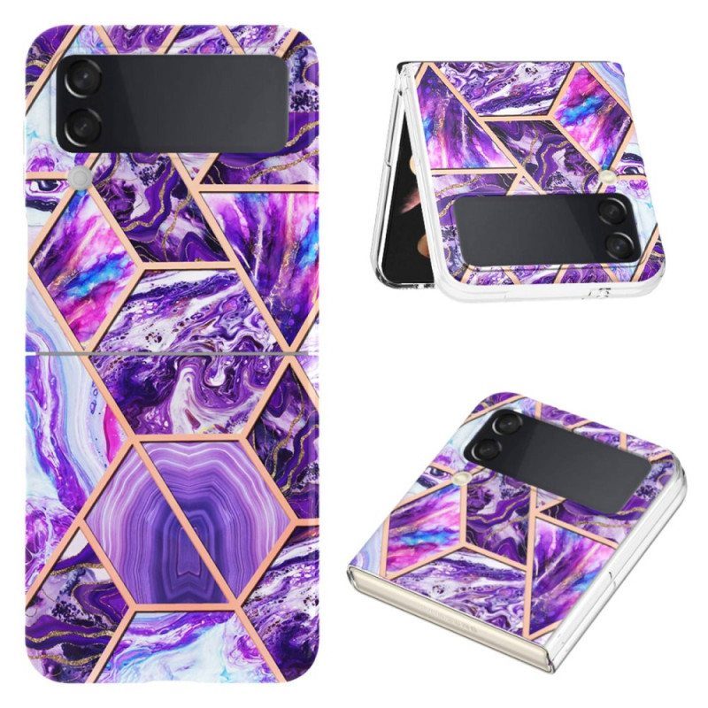 Case Samsung Galaxy Z Flip 4 Kotelot Flip Geometrinen Marmori