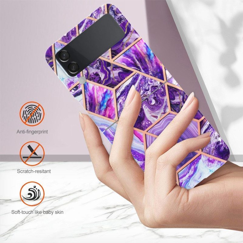 Case Samsung Galaxy Z Flip 4 Kotelot Flip Geometrinen Marmori