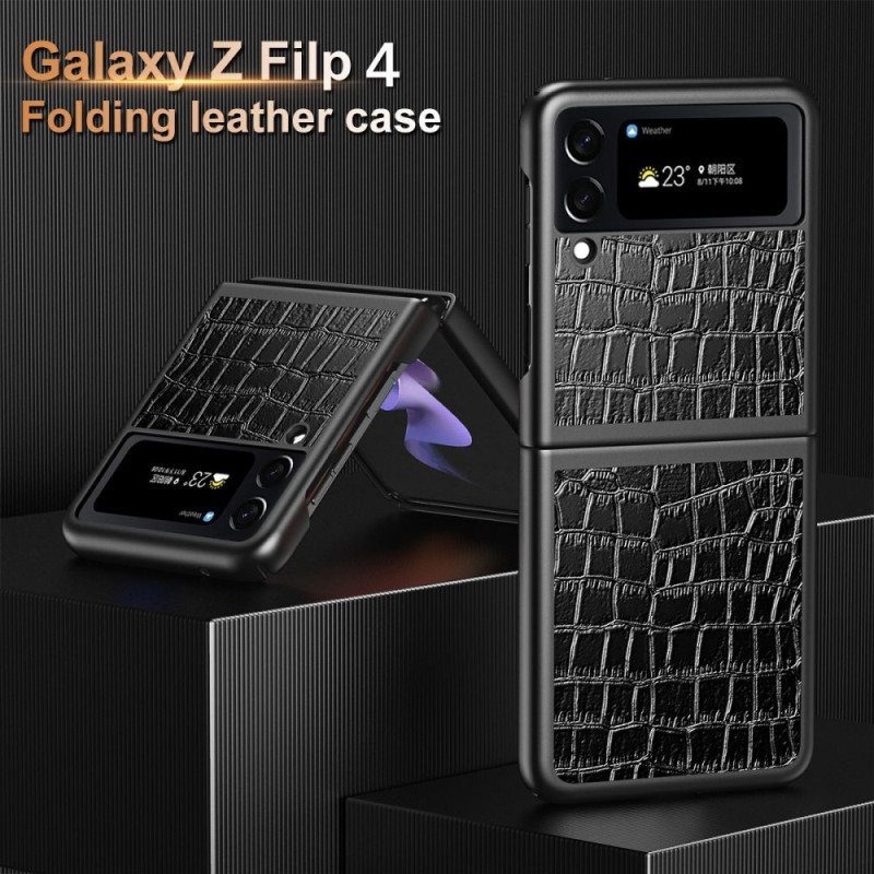 Case Samsung Galaxy Z Flip 4 Kotelot Flip Krokotiilin Ihotyyli