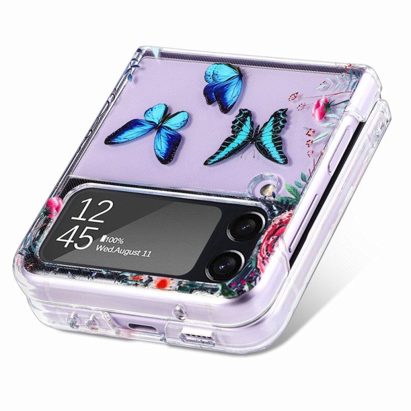 Case Samsung Galaxy Z Flip 4 Kotelot Flip Useita Perhosia