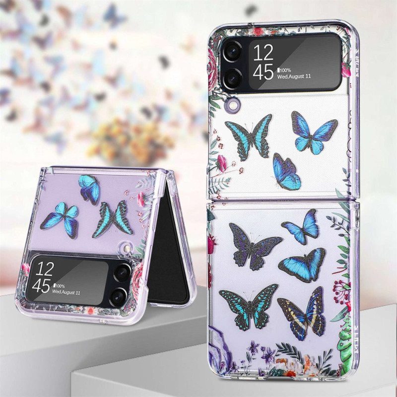 Case Samsung Galaxy Z Flip 4 Kotelot Flip Useita Perhosia