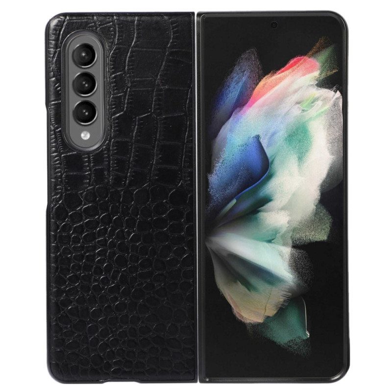 Case Samsung Galaxy Z Fold 4 Trendikäs Crocodile Effect Aitoa Nahkaa