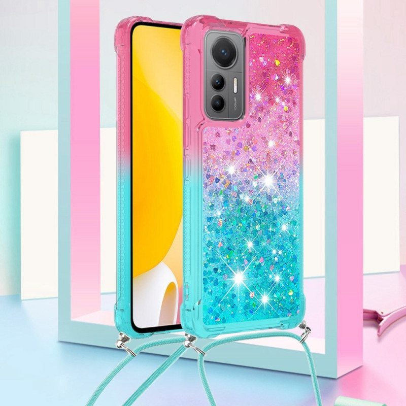 Case Xiaomi 12 Lite Kiristysnyörillä Glitter Silikoni Johto