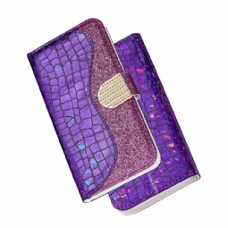 Flip Case Samsung Galaxy A12 Hemming Luxury Croco Sequins