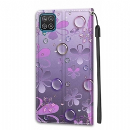 Kotelot Samsung Galaxy A12 Purple Flowers -kuva