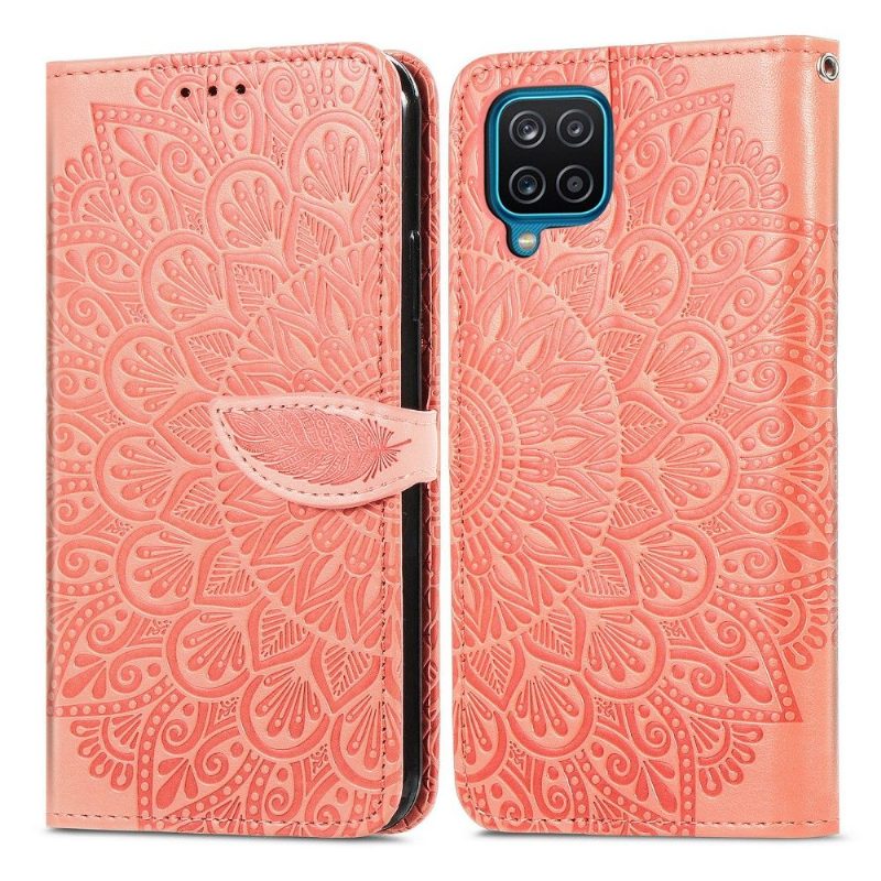 Nahkakotelo Samsung Galaxy A12 Murtumaton Puhelinkuoret Mandala Leaf