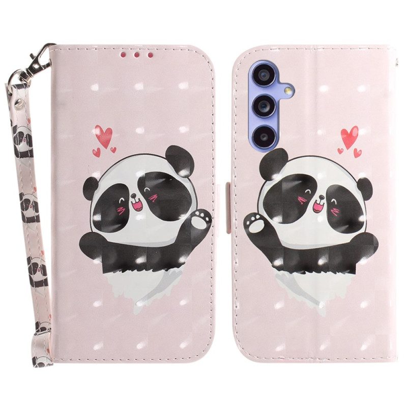 Kotelot Samsung Galaxy A55 5g Panda Love Hihnalla Suojakuori