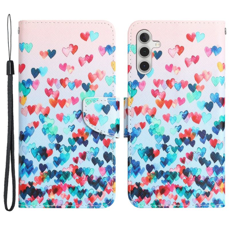 Kotelot Samsung Galaxy A55 5g Rain Of Hearts Hihnalla Suojakuori