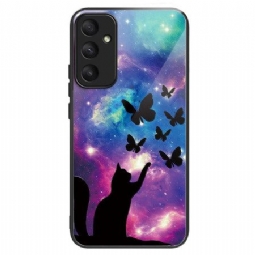 Kuori Samsung Galaxy A55 5g Tempered Glass Cat And Butterflies