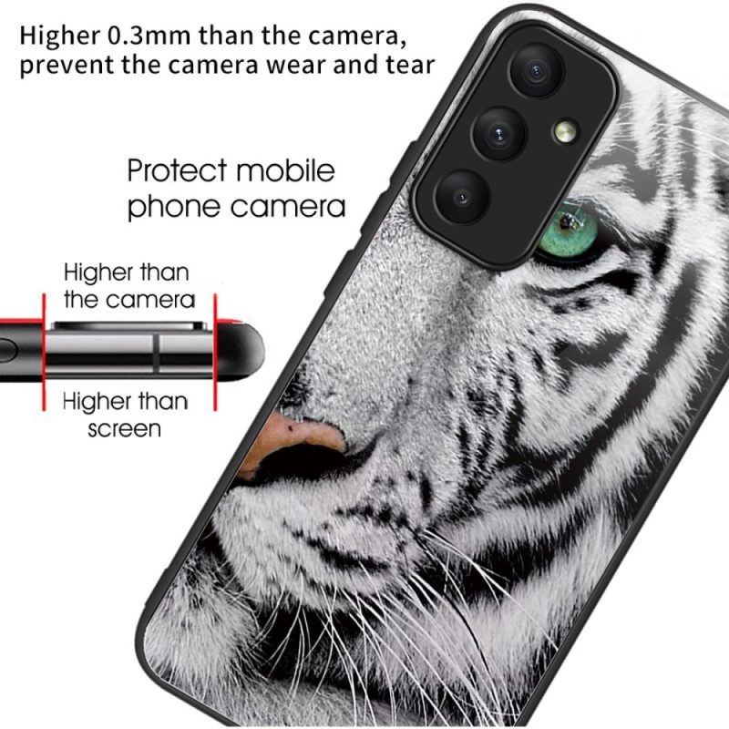 Kuori Samsung Galaxy A55 5g White Tiger Tempered Glass