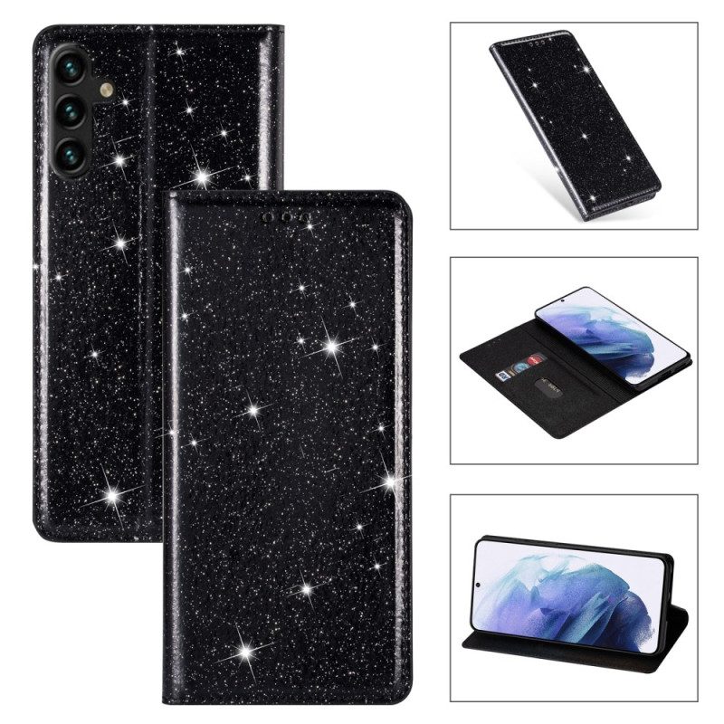 Nahkakotelo Samsung Galaxy A55 5g Glitteriä Suojakuori