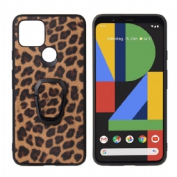 Kuori Google Pixel 5 Leopardikuvio Renkaalla