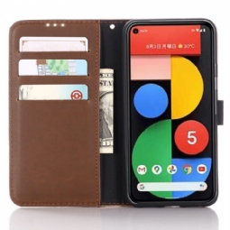 Nahkakuori Google Pixel 5 Murtumaton Puhelinkuoret Kotelot Flip Faux Leather Retro