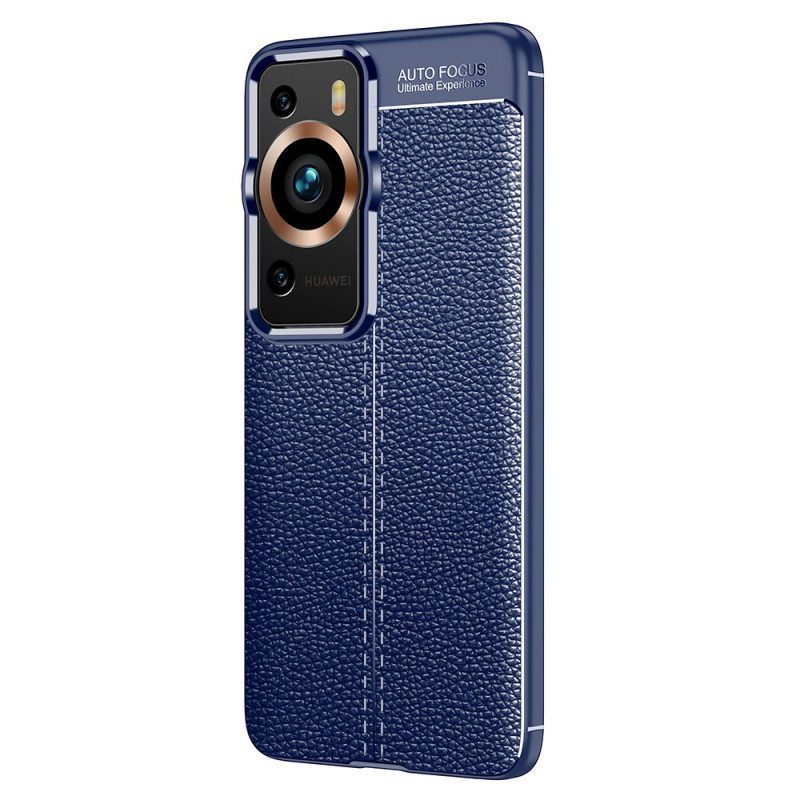 Case Huawei P60 Pro Kaksilinjainen Litsi-nahkaefekti