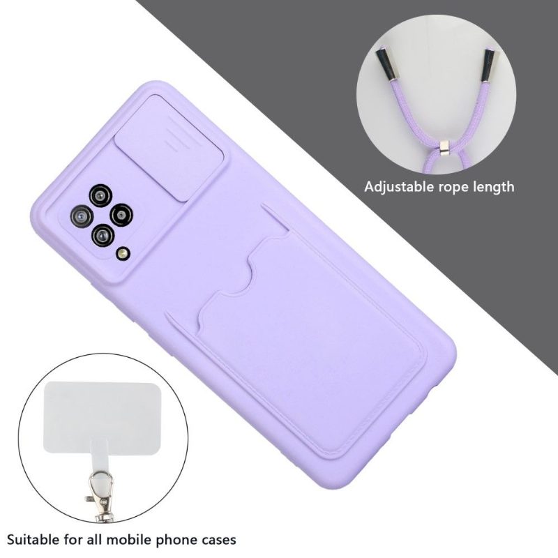 Case Samsung Galaxy A42 5G Murtumaton Puhelinkuoret Kameran Kansi Korttitelineellä Ja Kaulanauhalla