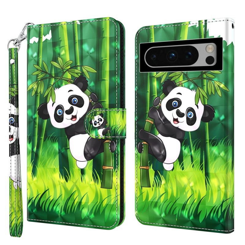 Kotelot Google Pixel 8 Pro Panda Bambu Hihnalla Suojakuori