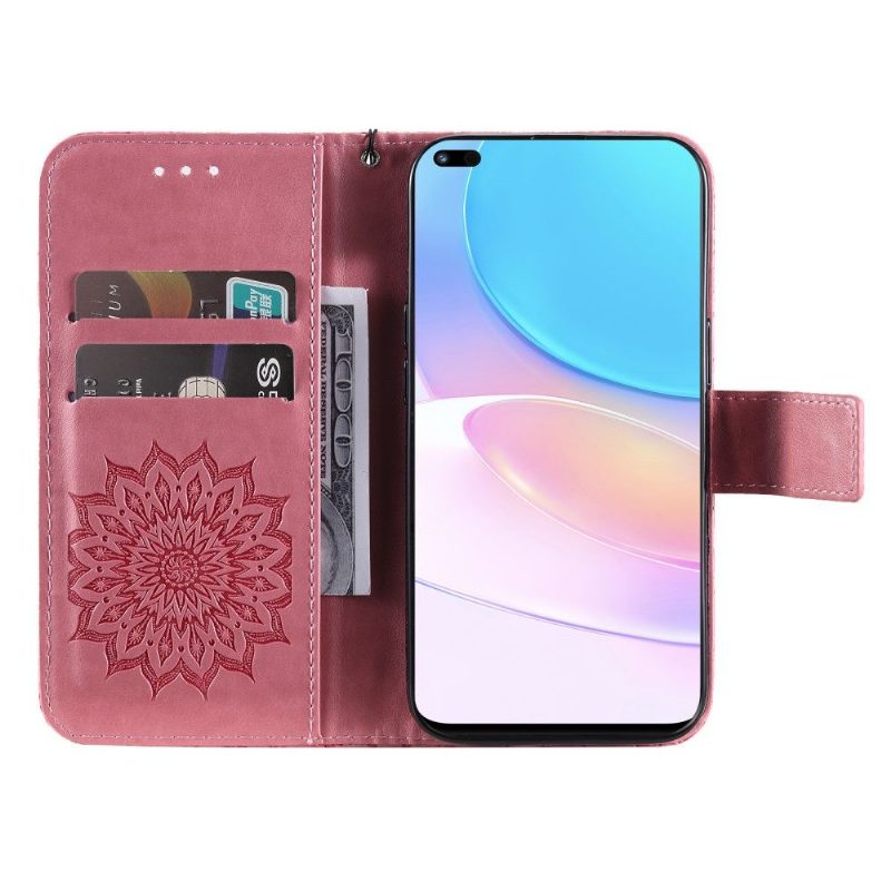 Flip Case Huawei Nova 8i / Honor 50 Lite Hemming Suojaketju Kuori Auringonkukka