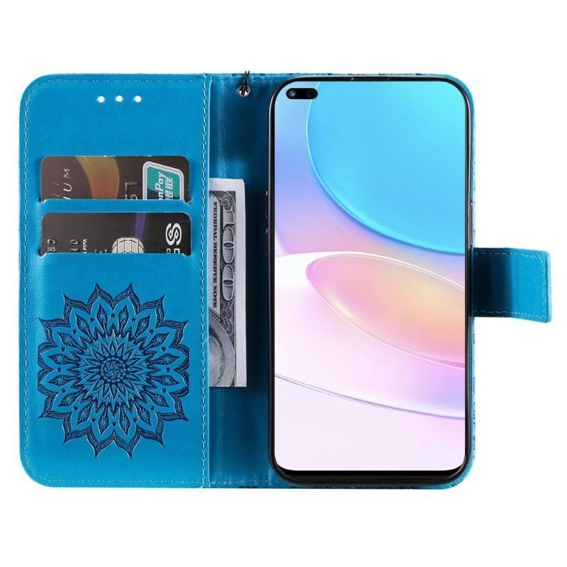 Flip Case Huawei Nova 8i / Honor 50 Lite Hemming Suojaketju Kuori Auringonkukka